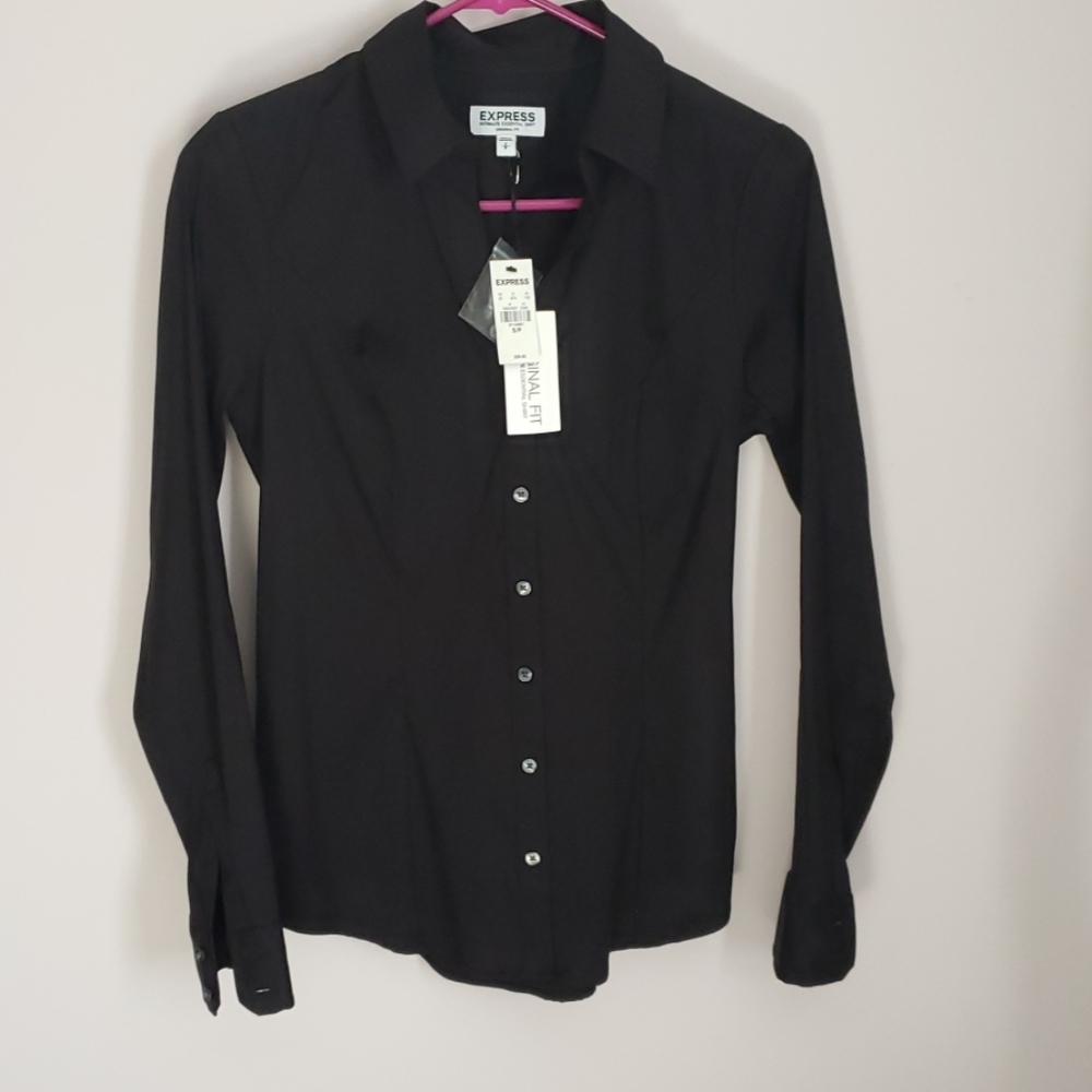 Express button up black shirt NWT size S
